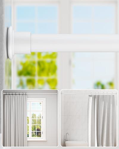 ALLZONE Shower Curtain Rod Tension No Drill, 42-83 Inches,Heavy Duty Tension Curtain Rod, Rustproof Shower Rods for Bathroom, Adjustable Spring Tension Rods for Windows,White