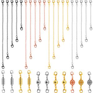 Honoson 31 Pcs Necklaces Bracelets Extender Set Includes 4 Colors Chain Extender 3 Style Magnetic Clasps Jewelry Locking Clasps Closures Lobster Clasp Connector for DIY Crafts Making Supplies