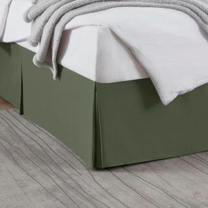 Nestl Olive Green Full Bed Skirt - Full Size Bed Skirt 14 Inch Drop - Brushed Microfiber Bed Skirts - Hotel Quality Pleated Bed Skirt - Shrinkage & Fade Resistant