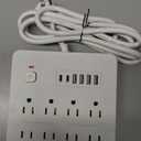 6 FT Flat Plug Surge Protector Power Strip,8 Multiple AC Outlets with 6 USB Ports (2 USB C), 6 Feet Extension Cord, 1250W/10A, One Touch Switch Button, 17 in 1 Compact powerstrip (White)