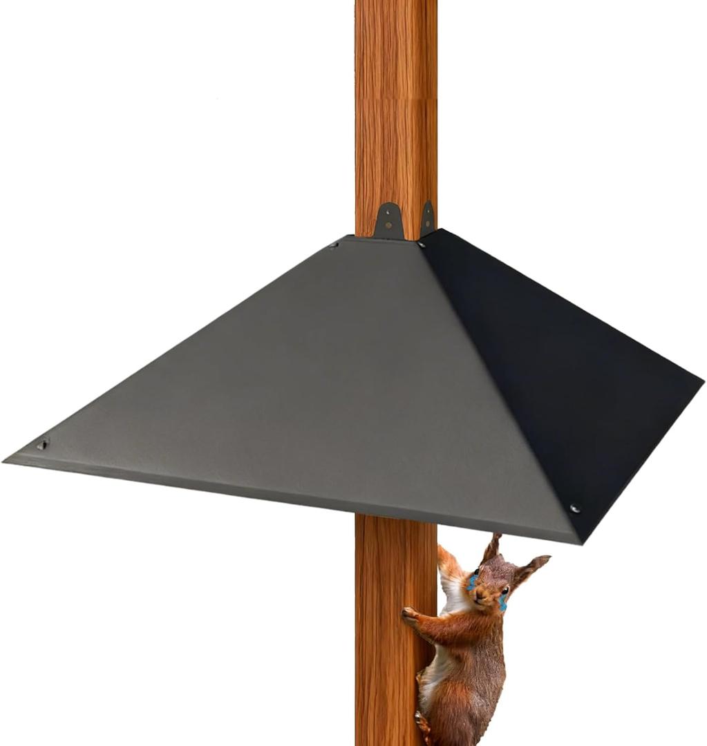 Metal Squirrel Baffle for 4x4 Post, Outside Wooden Pole Mount Squirrel Baffle for Bird Feeder Pole, 17 Inch Baffle for Bird Feeder Pole, Deter Squirrels, Straight Model,Gloss Black