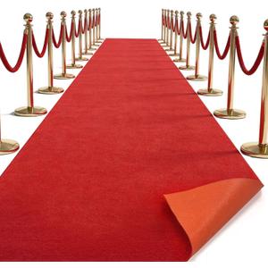 3 x 10ft Red Carpet Runner 450 GSM 5MM Extra Thick Waterproof Red Rug Non Slip Aisle Runners Rug for Weddings, Events, Birthday, Banquet, Proposal Graduation Decoration