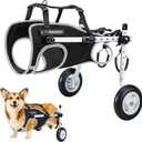 Nasjac Dog Wheelchair for Back Legs  Lightweight Portable Wheelchair with Reflective Stripes, Adjustable Pet Wheelchair Cart for Senior, Arthritis, Paralyzed, Injured, or Disabled Dogs (Black, M)