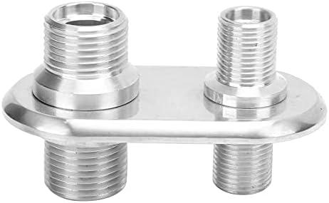 A/C Bulkhead, Car 2-Port Air Conditioner Bulkhead Connector Universal Modification Replacement for Hot Rod(Silver)