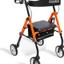 Cosydora R402 Rollator Walkers for Seniors with Seat, 13.6 lbs Lightweight Foldable Rolling Walker, 8" Big Wheels All Terrain, 350 lb. Weight Capacity, Adjustable Handle and Seat Height, Light Orange