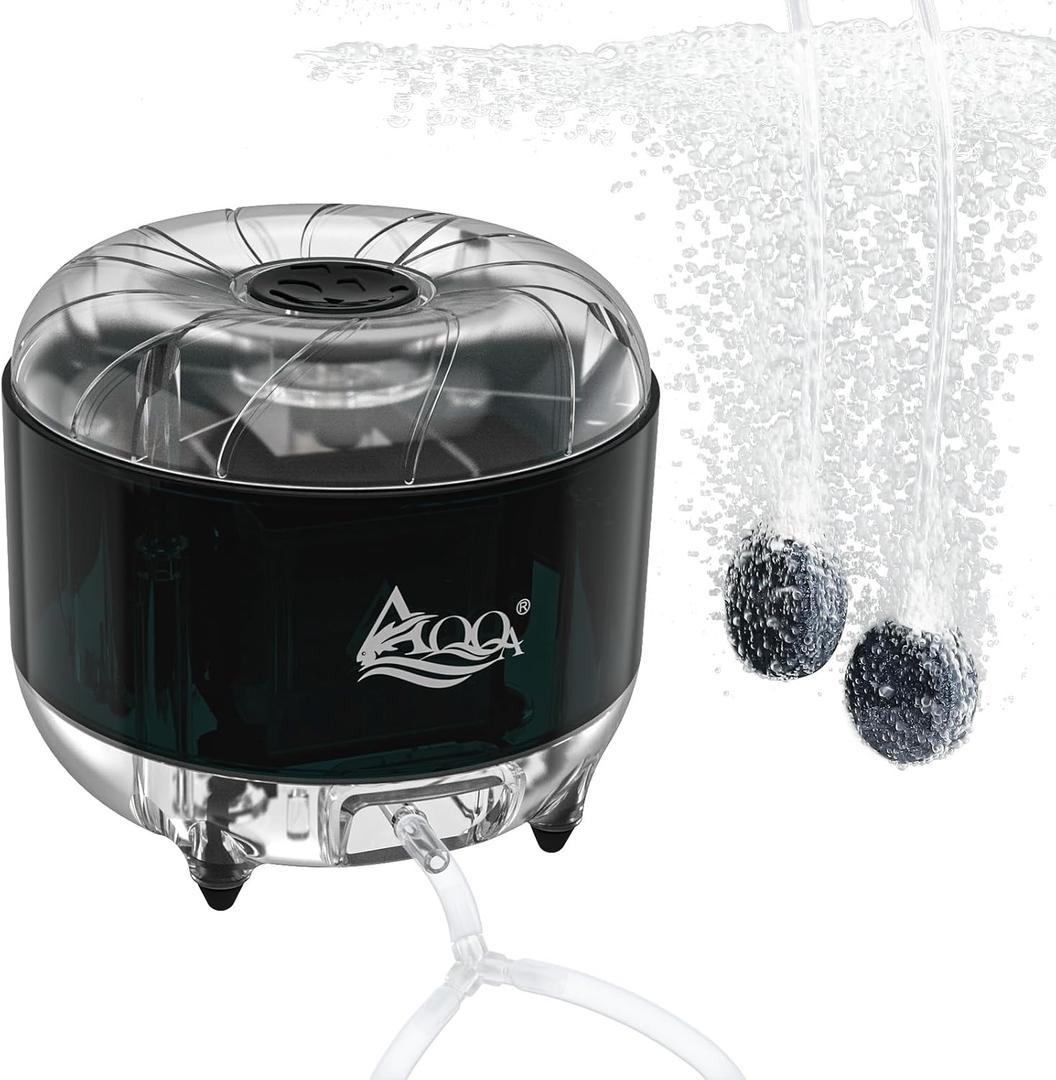 AQQA Fish Tank Air Pump,8W/12W Powerful Adjustable Aquarium Air Pumps,Ultra-Silent Oxygen Bubble Pump,for Freshwater and Saltwater,with 2 Air Stone,Air Hose,2 Check Valves