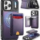 for iPhone 17 Pro Max Wallet Case Compatible with Magsafe, Magnetic RFID Blocking Card Holder Kickstand 2 in 1 Detachable Case for iPhone 17 Pro Max 6.9", Purple