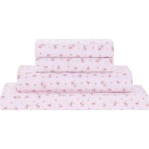 Modern Threads Silky Soft Microfiber and Wrinkle Free Sheets - Luxurious Microfiber Bed Sheets Includes Flat Sheet, Fitted Sheet with Deep Pockets, & Pillowcases Blush, Queen (16 Roses on Blush)