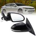 Right Passenger side Mirror Compatible with 2016 2017 2018 Kia Optima with Manual folding Power Glass With Turn Signal Black Replace#KI1321200(5 Pins)