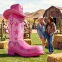 MiniInflat 7ft Inflatable Western Boots with Built in LED Lights Blow up Boots Decoration for Western Cowboy Cowgirl Birthday Baby Shower Party Indoor Outdoor Yard Decor(Cowgirl)