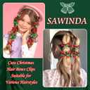 SAWINDA 24Pcs Christmas Hair Bows Clip With Bells Red Green Mini Bowknot Ribbon Barrettes Sweet Cute Bow Claw Clips for Teens Hair Accessories for Teens and Girls