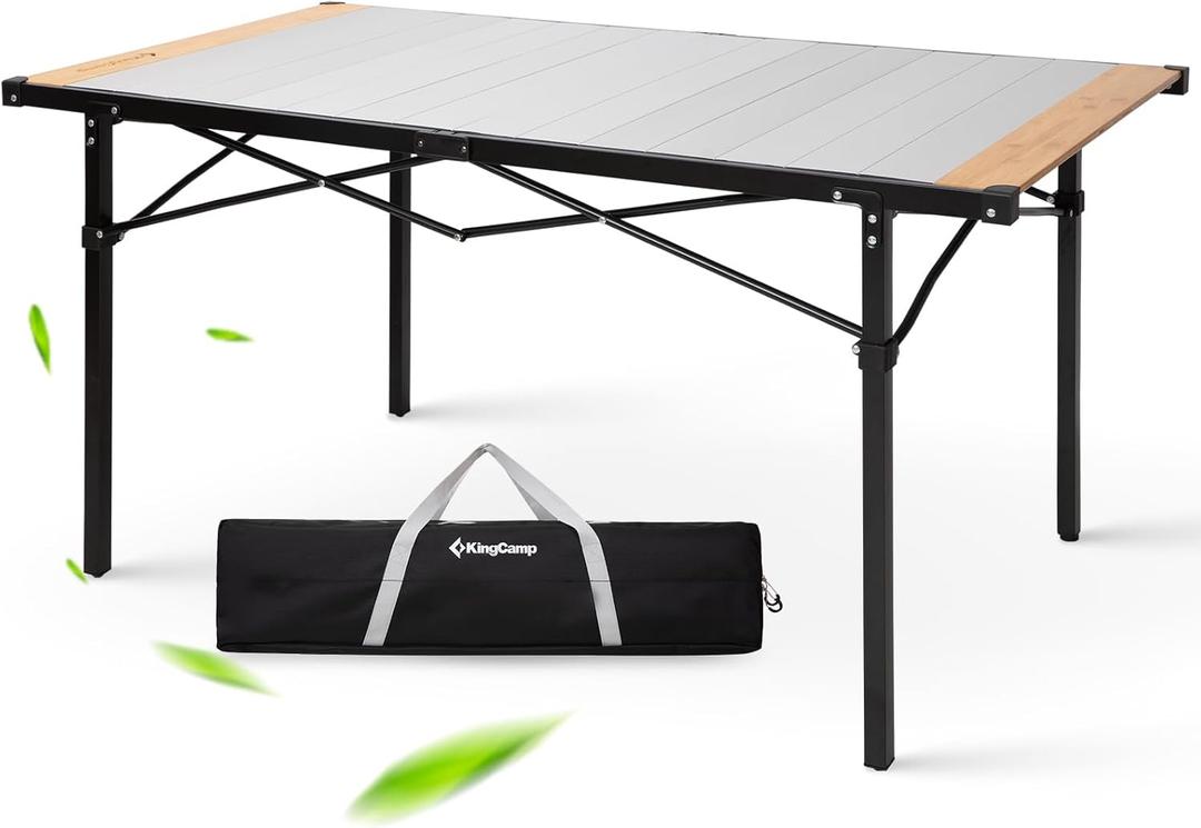 KingCamp Camping Table Folding Portable Table Aluminum Roll Up Lightweight Foldable Large Camp Table for Indoor Outdoor Picnic Backyard, 53.5"X27.5", L Extended Pro 54" x 27.5" x 27.5"