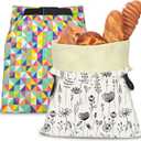 Riccle Reusable Beeswax Bread Bags for Sourdough and Homemade Bread -Pack Of 2- Durable and Waxed for Fresh Artisan Loaves Storage - Large Linen Bag for Sour Dough Home Made Breads with Zipper & Clips