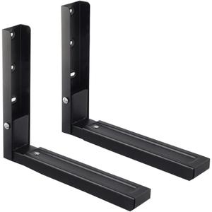 Microwave Oven Wall Mount Bracket, JruiZhp 2Pcs Arm Adjustable Foldable Kitchen Stretch Oven Stand Shelf, 304 Stainless Steel Microwave Rack, for Home Kitchen Accessories (Black)