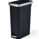 IXII 10.5 Gallon Trash Can, Plastic Slim Step On Kitchen Trash Can, Black