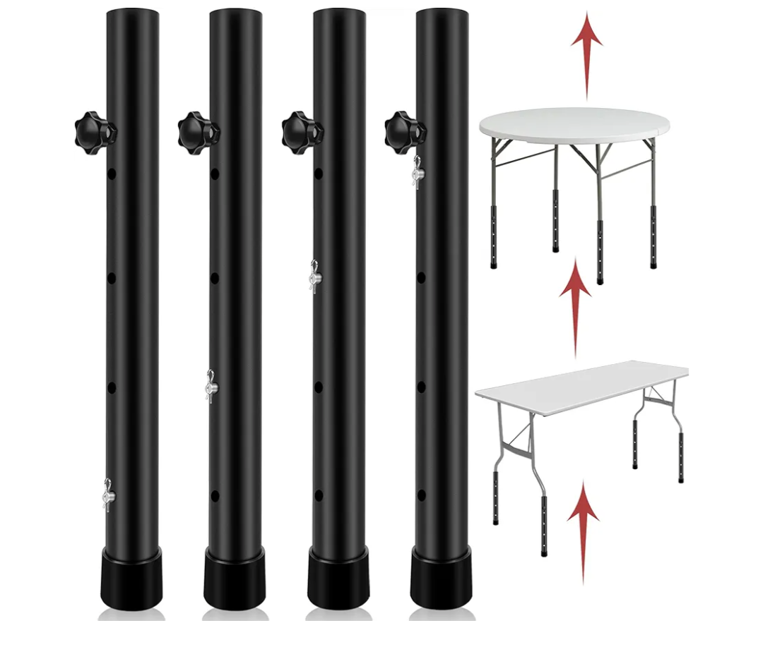 8 Pack Folding Table Risers, 4 Levels Adjustable Height Folding Table Leg Extenders, Heavy Duty Metal Table Leg Extensions Raise Table Height 3.6in | 6.77in | 10in | 13in