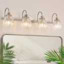 4-Light Vintage Brushed Nickel Bathroom Vanity Light Fixtures Over Mirror