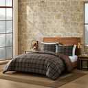 Eddie Bauer - King Comforter Set, Soft & Smooth Printed Bedding with Solid Reverse, 3 Piece Bed Set with Matching Pillowcases (Huntley Plaid Brown)