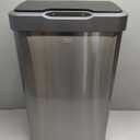 EKO Mirage-T 50 Liter / 13.2 Gallon Touchless Rectangular Motion Sensor Trash Can, Brushed Stainless Steel Finish