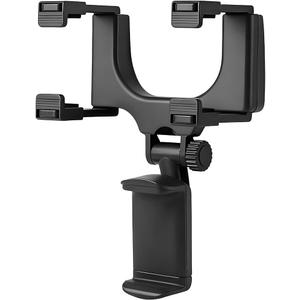 Car Rear View Mirror Phone Holder Mount, 180 Rotating Vehicle Rearview Smartphone Bracket with Adjustable Clips, Automotive Mirror Cellphone Stand Cradle Accessories, Universal Fit