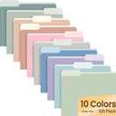 SUNEE File Folders Letter Size 10 Pastel Colors, 100 Pack Manilla Folders 8.5 x 11 1/3-Cut Tabs, Colored File Folders Office Home School for Documents Files Paper