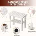 Bamboo Shower Bench Stool with Storage Shelf, Waterproof Shower Chair Spa Bath Seat, Shower Stool for Inside, Bathroom Bench Seat for Adults Elderly Seniors for Indoor or Outdoor Use(White)