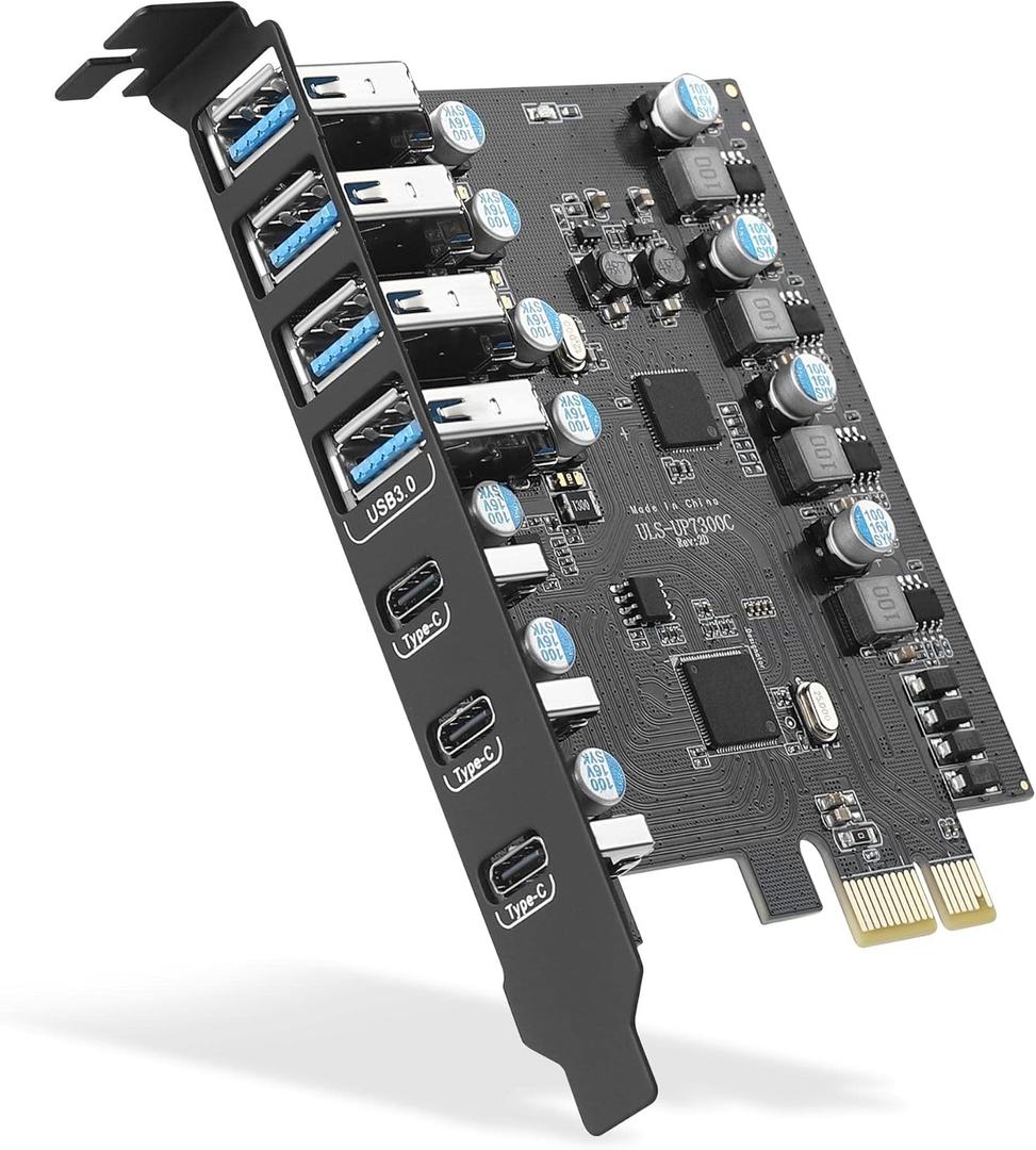 Sinefine PCIe to USB 3.0 Expansion Card 7 USB Ports (4 Type-A and 3 Type-C Ports), PCI Express USB Add in Card for Desktop PC Host Card