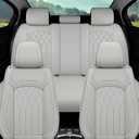 Car Seat Covers Full Set, 5 Seat Covers for Cars, Car Seat Protector Waterproof, Luxury Leather Car Seat Cushion, Car Seat Covers Front Seats and Back Fit for Most Cars (Gray, Full Set)
