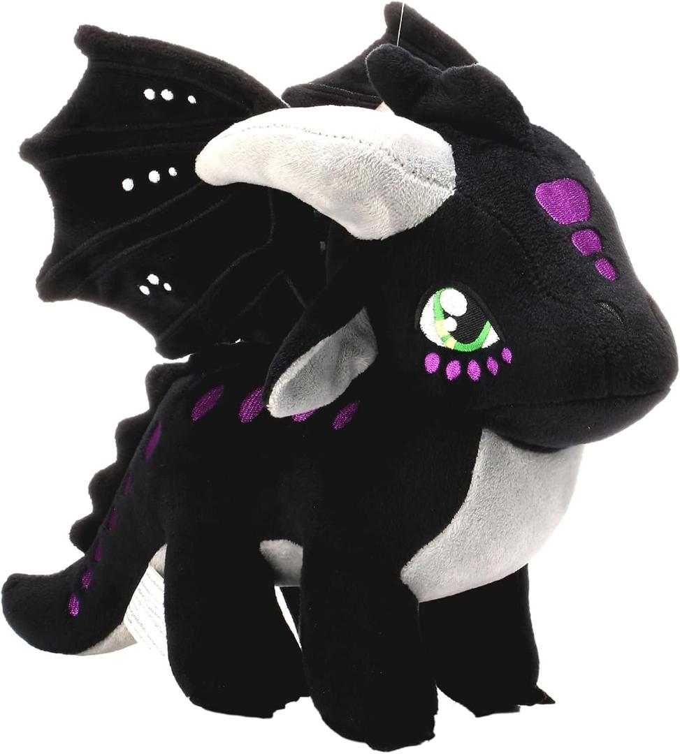 Wings of Fire Dragon Plush Toy - Fire Winged Dragon Plush Pillow - Rainwing Dragon Stuffed Animals - Cute Dragon Doll - Suitable Gifts for Children (Black)