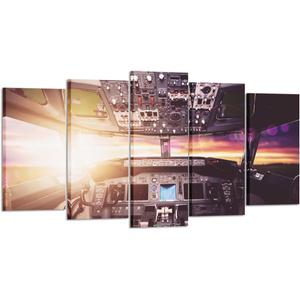 KREATIVE ARTS - Large Canvas Wall Art Prints Airplane Interior Cockpit View Inside the Airliner Painting 5 Pieces Large Framed Canvas Art Sunny Skye Picture Artwork for Home Office Decoration (Medium Size 40x24inch)
