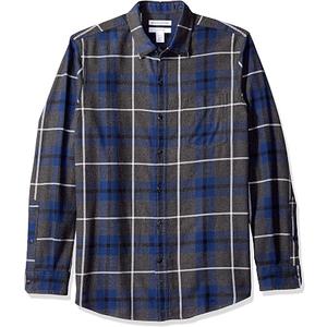 Amazon Essentials Men's Regular Fit Long-Sleeve Flannel Shirt, Soft Brushed Cotton, Lightweight yet Warm, Large