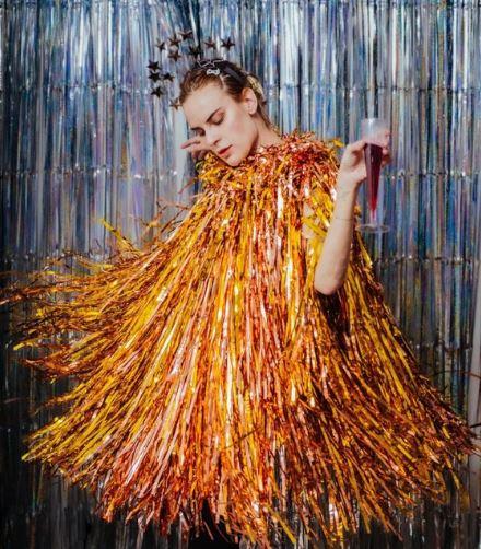 Tinsel Dress for Women, Multi Layer Tinsel Fringe Foil Dance Costume for Carnival Christmas Festive Party Event (Small)