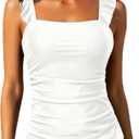 Tankini Tops for Women Swimwear - Tummy Control Bathing Suit Swim Ruffle Swimsuits Top No Bottom 2025, Size L