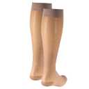 NuVein Sheer Compression Stockings, 15-20 mmHg Support, Women's Diamond Pattern Nylons, Knee High, Closed Toe, Nude, Large