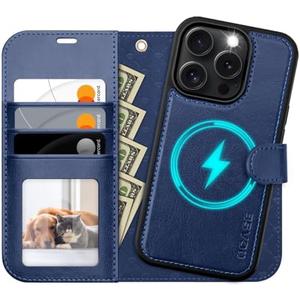 OCASE for iPhone 16 Pro Case Detachable Wallet Case with Card Holder, 2 in 1 Pu Leather Flip Folio with RFID Blocking Stand Wrist Strap Shockproof Phone Cover 6.3 Inch 2024, Blue