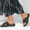 Skechers Women's On-the-go 600 - Glistening Metallic Mesh Slide Sandals (Black), Size 6