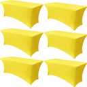 Obstal 6 Pack Stretch Spandex Table Covers for 6 Foot Tables - 6 FT Universal Rectangular Fitted Tablecloth Protector for Wedding, Banquet, Party (Yellow, 72 Length x 30 Width x 30 Height Inches)