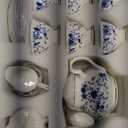 Bone China Tea Set, 21-Pieces Porcelain Tea Set for Adults, Tea Cups And Saucers for 6, with Teapot, Spoons, Sugar Bowl, Creamer Pitcher, Vintage Tea Set for Women Tea Party,Gift Box (Blue)