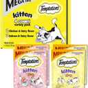 Temptations Kitten Crunchy and Soft Treats Chicken and Dairy and Salmon and Dairy Variety Pack, 6.3 oz. Pouches (Pack of 4)