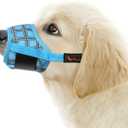 HEELE Dog Muzzle,Soft Nylon Muzzle Anti Biting Barking Chewing,Air Mesh Breathable Drinkable Adjustable Loop Pets Muzzle for Small Medium Large Dogs 4 Colors 4 Sizes (P-Blue Plaid, S)