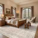 Schweek 10x14 Washable Large Area Rug Beige Neutral Vintage Distressed Rugs