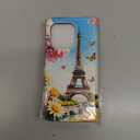 Case for iPhone 16 Pro with RFID Blocking,Eiffel Tower Butterfly Flowers Leather Flip Phone Case Wallet Cover with Card Slot Holder Kickstand for Apple iPhone 16 Pro