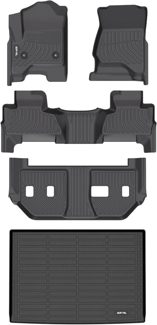 AIPOIL Floor Mats & Cargo Liner Set for Chevy Chevrolet Suburban & GMC Yukon XL 2015-2020 All Weather Protection TPE Anti-Slip Automotive Full Set Custom Car Mats Accessories - Black