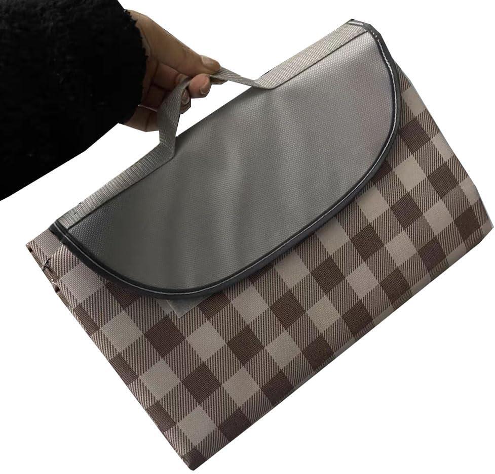 Oversize Picnic Beach Blanket, 80''x80'' Outdoor Waterproof Foldable Sandproof Blankets Plaid Picnic Mat for Beach Camping on Grass Picnic Blankets (Brown 2, 80x80in)