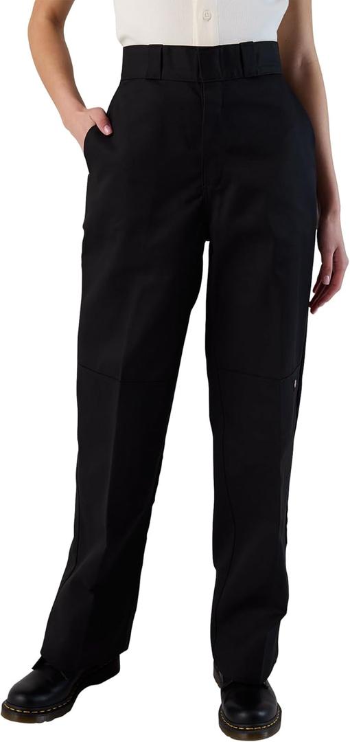 Dickies Womens Loose Fit Double Knee Work Pants (Black, 6/28 Short)