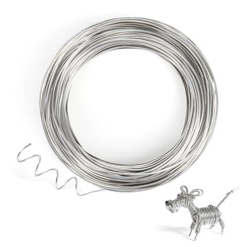 15 Gauge (0.06'') 304 Stainless Steel Craft Wire for Jewelry Making, 65 feet Dead Soft Stainless Steel Bailing Wire, Silver Snare Wire for Craft and Jewelry Making, Round Selection 5 Pack