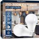250-300W Equivalent LED Light Bulbs, 3000 Lumens Warm White 3000K 30W A30 LED Bulbs for Garage, Warehouse, Workshop, Commercial, Hotel, Backyard, E26 Base Light Bulb Non-Dimmable, 2-Pack