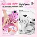 SAVILAND 50000RPM Professional Nail Drill: Rechargeable Electric Nail File 6000mAh Battery Nail Filer Electric for Manicure Pedicure Shaping & Acrylic Removal Salon Use Drill para Uas Profesional (1-pink 2025)
