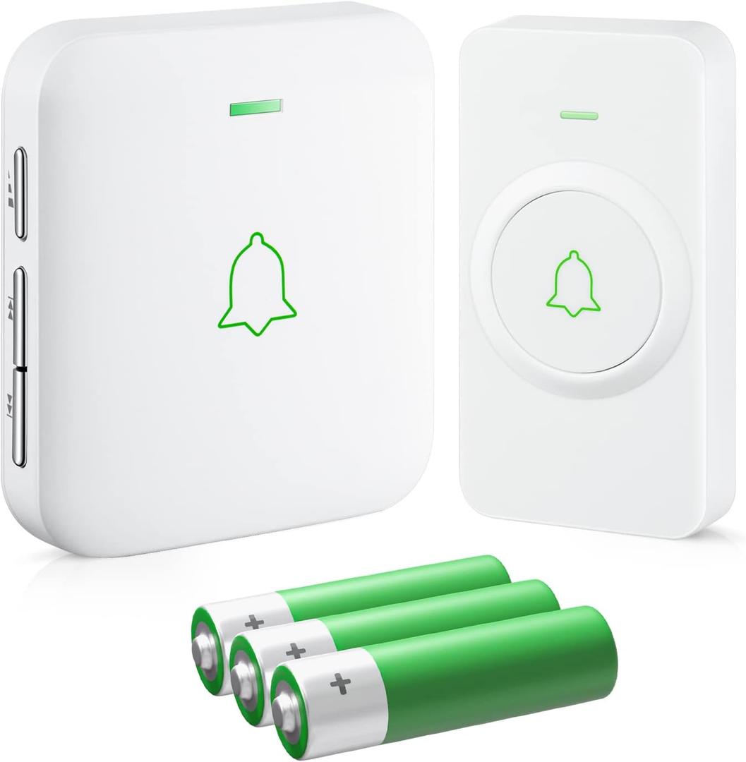 AVANTEK Wireless Door Bell, WA-11 Waterproof Battery Operated Doorbell Chime Operating at 1000 Feet, Portable Door Chime kit with 52 Melodies, 5 Volume Levels, and CD Quality Sound
