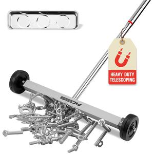 SEDY Magnet Sweeper Magnetic Nail Roller: 17-Inch Heavy Duty Magnet Nail Pickup Rolling Tool with Telescoping Adjustable Handle 8.8-Pound Capacity Ideal for Workshop Garage Yard Construction Cleanup